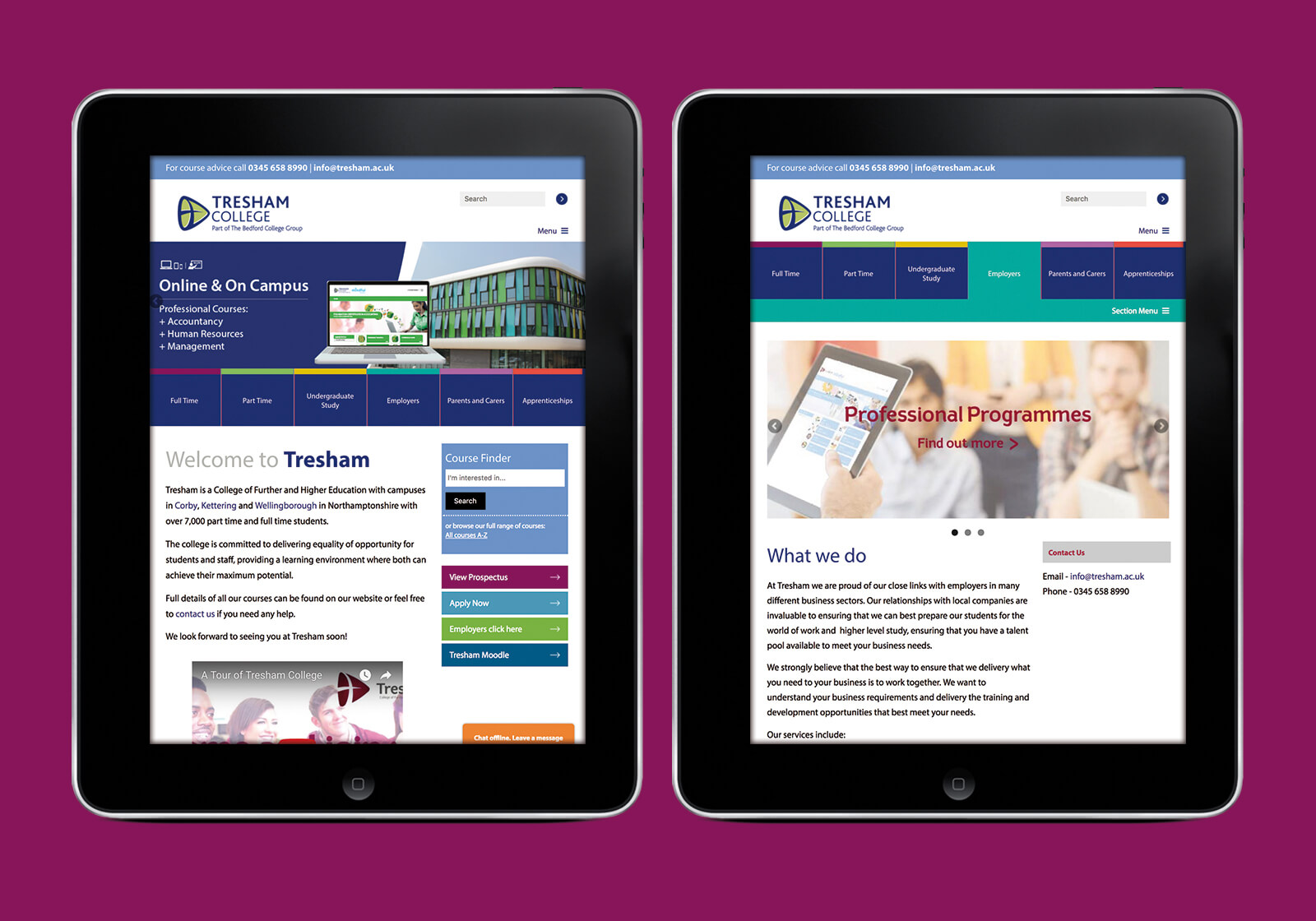 Website for Tresham College of Further and Higher Education