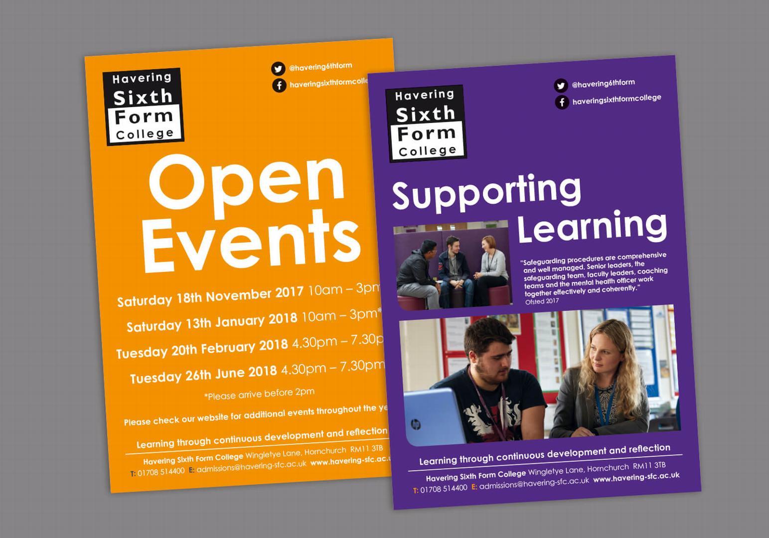 Offline marketing support for Havering Sixth Form College